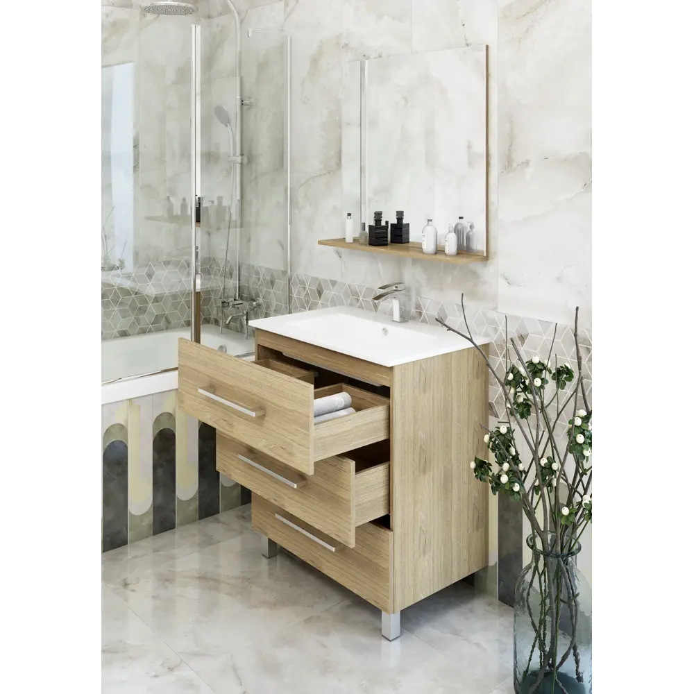 Тумба под раковину напольная Sanflor «Мадрид» 75x84 см цвет вяз STLM-2136381 - Вид №5