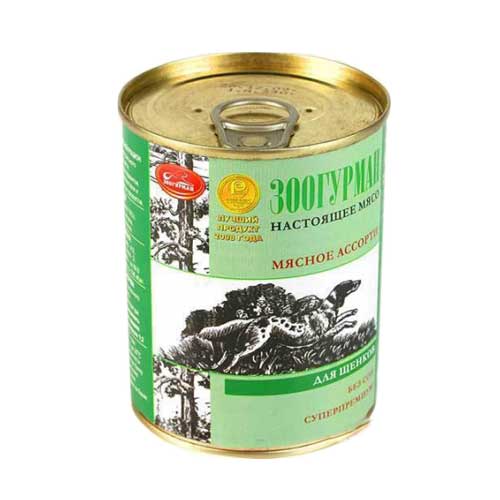 Т00004501 Корм для щенков Мясное ассорти говядина конс. 350г ЗООГУРМАН 