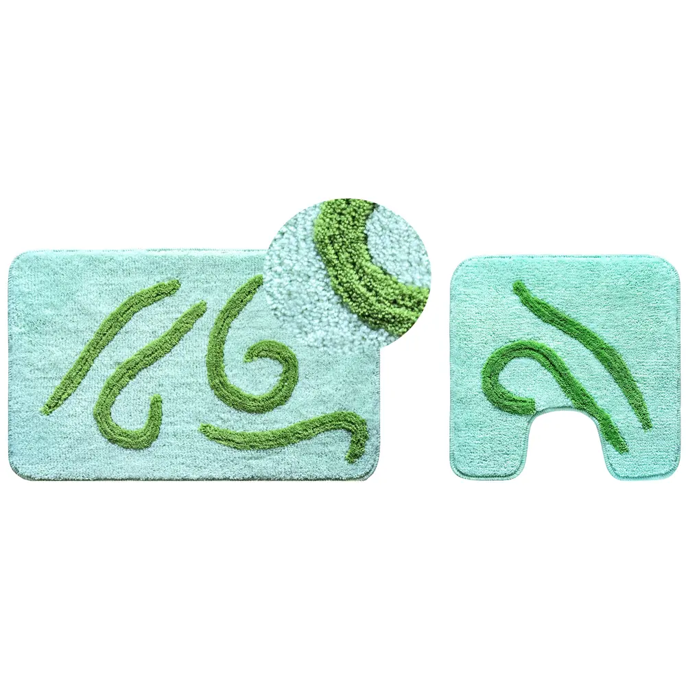 Коврик для туалета Узоры, 50х50 см, цвет зелёный 18052538 STLM-2123627 АКВАЛИНИЯ ворс - Вид №1