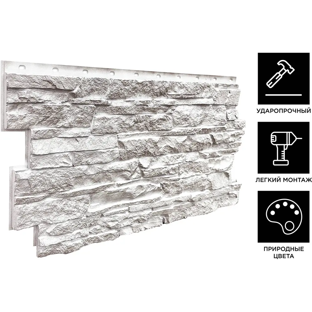 Панель фасадная полипропилен 460x1090 мм цвет белый FINEBER Нет STLM-2010133 - Вид №2