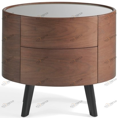 Тумбочка прикроватная овальная шпон ореха Doro ANGEL CERDA  241845 Коричневый 