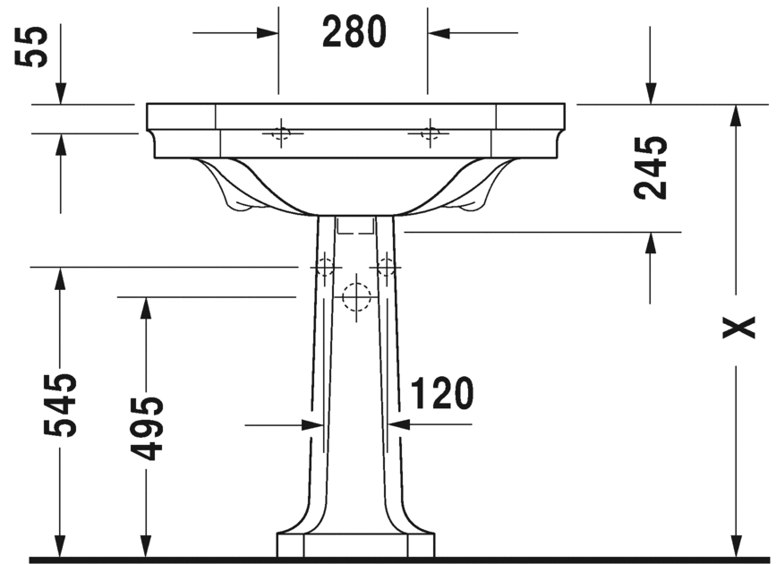 0438800000 Подвесная раковина настенная овальная Duravit 1930 Series - Вид №2