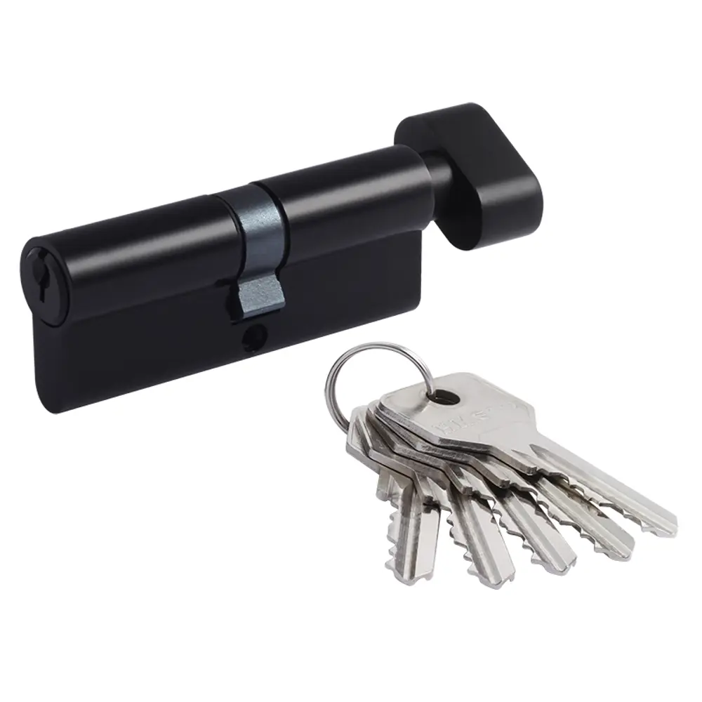 Цилиндр Нора-М STD AL ЛВ-80, 80 мм, ключ/вертушка цвет черный STLM-2134486