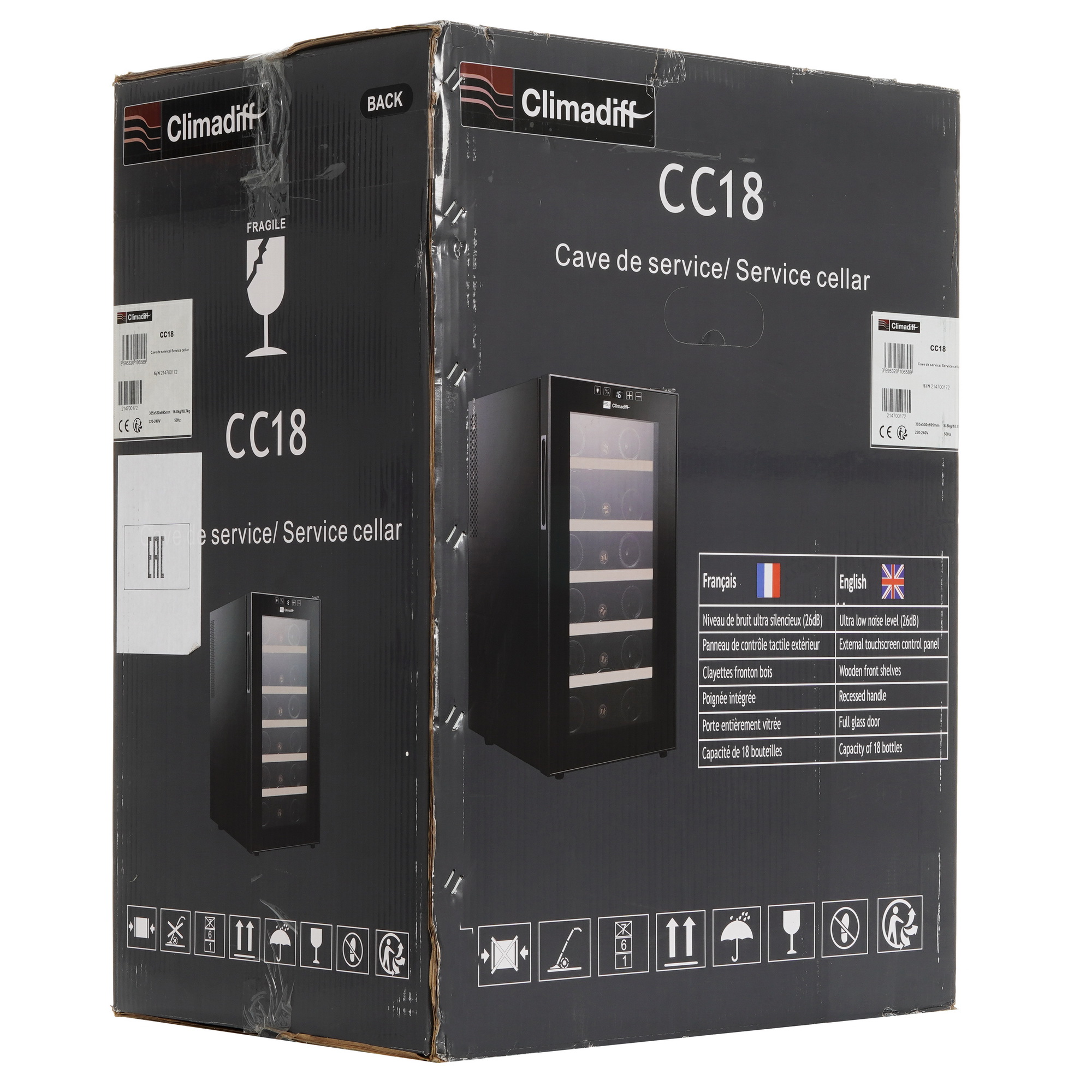 5348032 Винный шкаф Climadiff CC18 черный STDN-0056871 - Вид №7