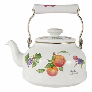 Чайник эмалированный белый с оранжевым "Фрукты" EJIRY ФРУКТЫ 00-3946967 Белый;оранжевый
