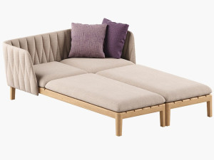 Двуспальная Садовая кровать из ткани и тика