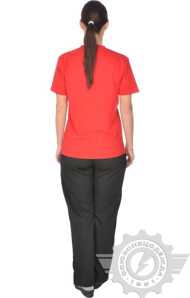 61125 Футболка "Престиж" красная  Одежда для официантов  размер S (46) Спецодежда  - Вид №11