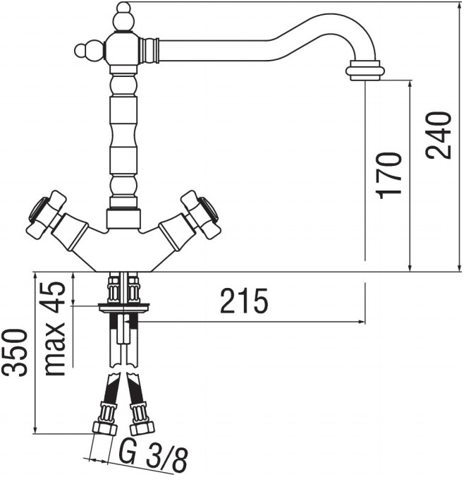 Nobili Rubinetterie Хромированный кухонный смеситель на одно отверстие Ritz Ri49117cr - Вид №1
