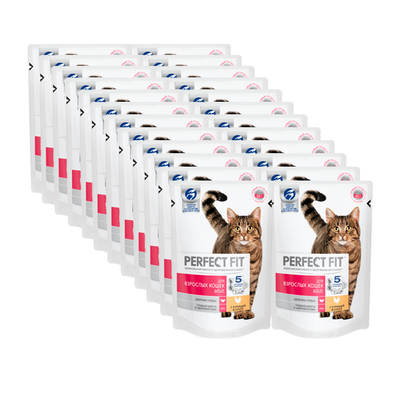ПР0041508*24 Корм для кошек курица конс. пауч (упаковка - 24 шт) Perfect Fit 