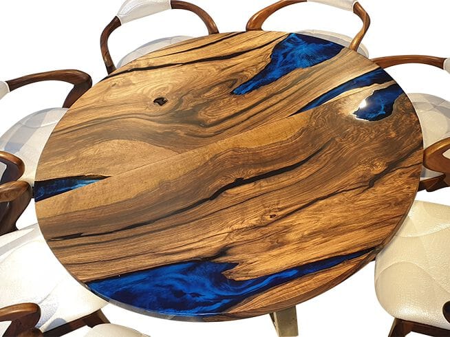 Круглый стол из смолы и орехового дерева Legnor LEG2408761 ARCH-00152083