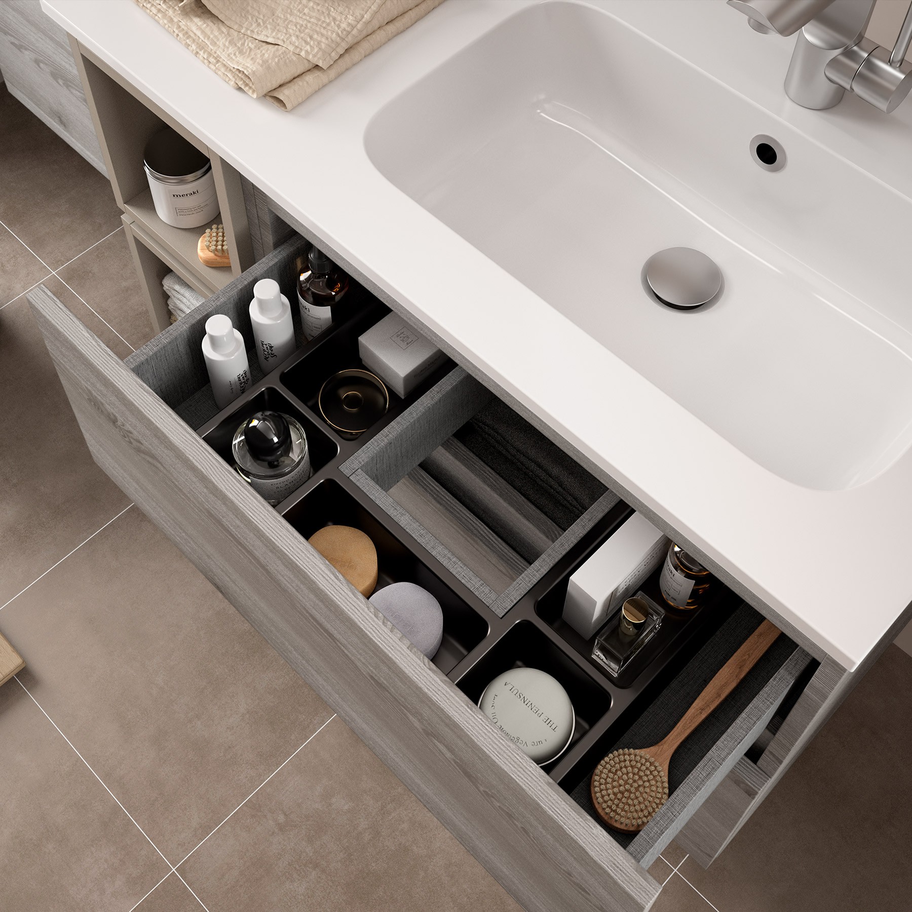 26557 SALGAR Мебель для умывальника FUSSION LINE 1000 2 ящика BAY PINE 997 x 540 x 450 мм Лавровая сосна - Вид №2