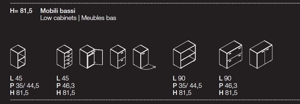 Низкий офисный шкаф с замком Las Mobili универсальные контейнеры Evo ARCH-00119387