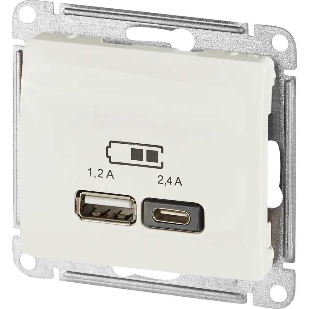 Розетка USB A+С встраиваемая Systeme Electric Glossa цвет молочный 85622155 STLM-2053365 - Вид №1