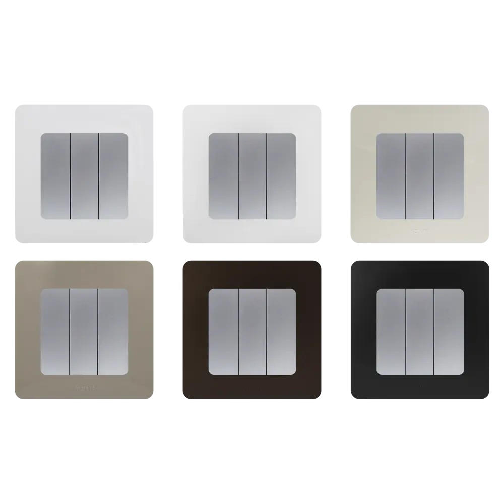 Legrand Etika — трёхклавишный выключатель в алюминиевом исполнении для скрытого монтажа 17356839 STLM-0008020 - Вид №1