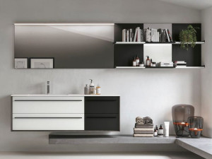 Деревянный подвесной умывальник со встроенным умывальником