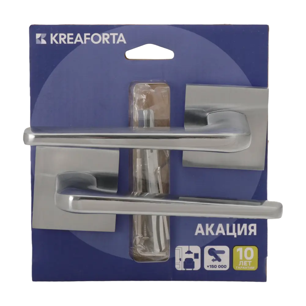 Дверная ручка на розетке KREAFORTA Акация без запирания цвет хром 89456840 STLM-2200269  - Вид №2