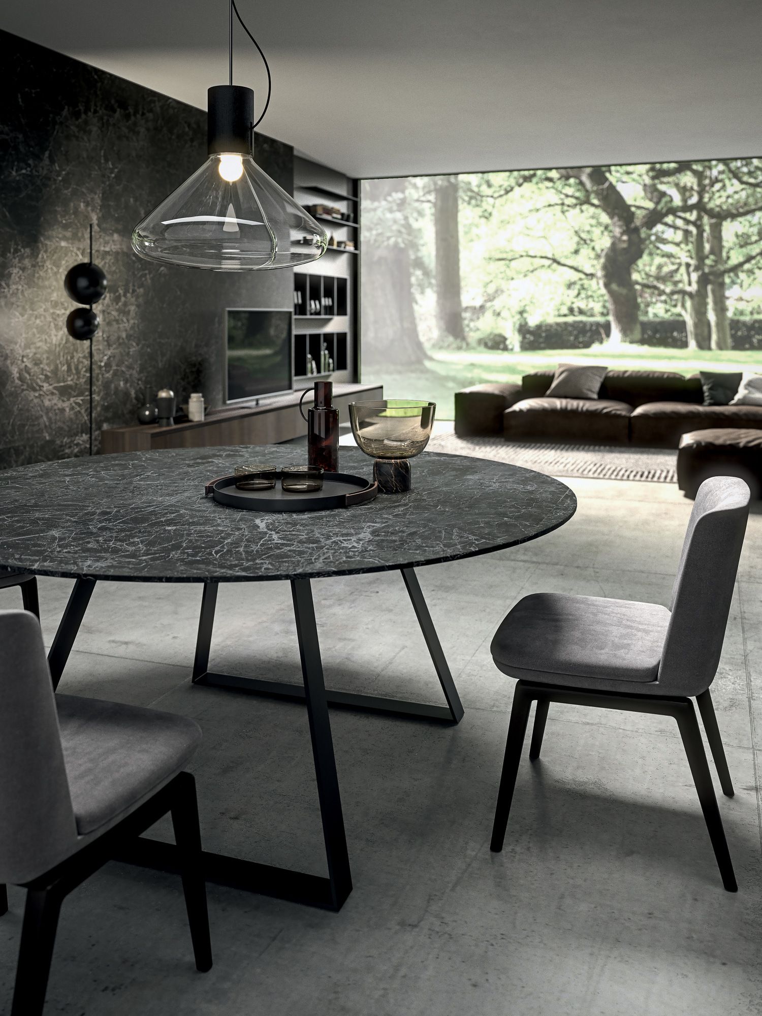 Круглый обеденный стол из керамогранита MODULNOVA Blade ARCH-00064344 - Вид №2