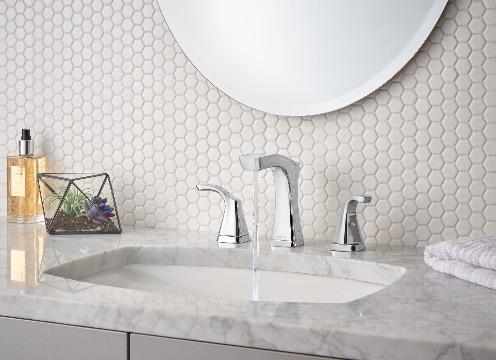 3552-MPU-DST Смеситель для ванной комнаты с двумя ручками - металлический всплывающий Delta Faucet Tesla Хром - Вид №7