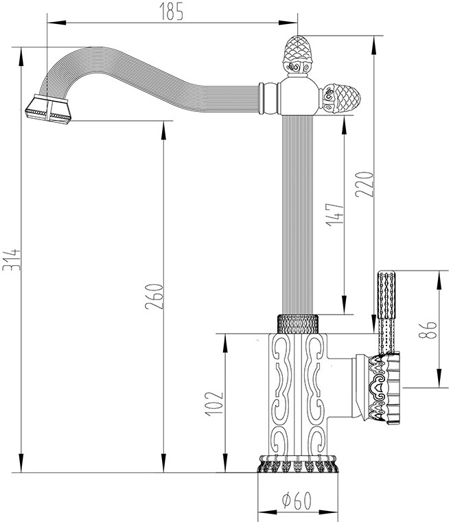 Смеситель ZorG Antic A 124K-BR для кухонной мойки, бронза - Вид №1