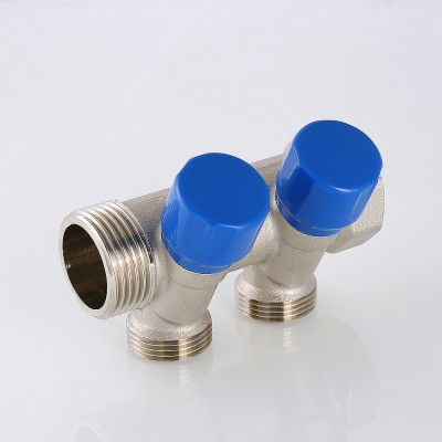 VTc.560.NE.060502 Коллектор с регулирующими вентилями и комплектом ручек Valtec 1", 2 x 3/4"  - Вид №7