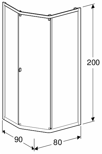 4983012909 Душевая стенка IDO Showerama 8-3 для пятиугольной душевой кабины, 900x900 мм  - Вид №4