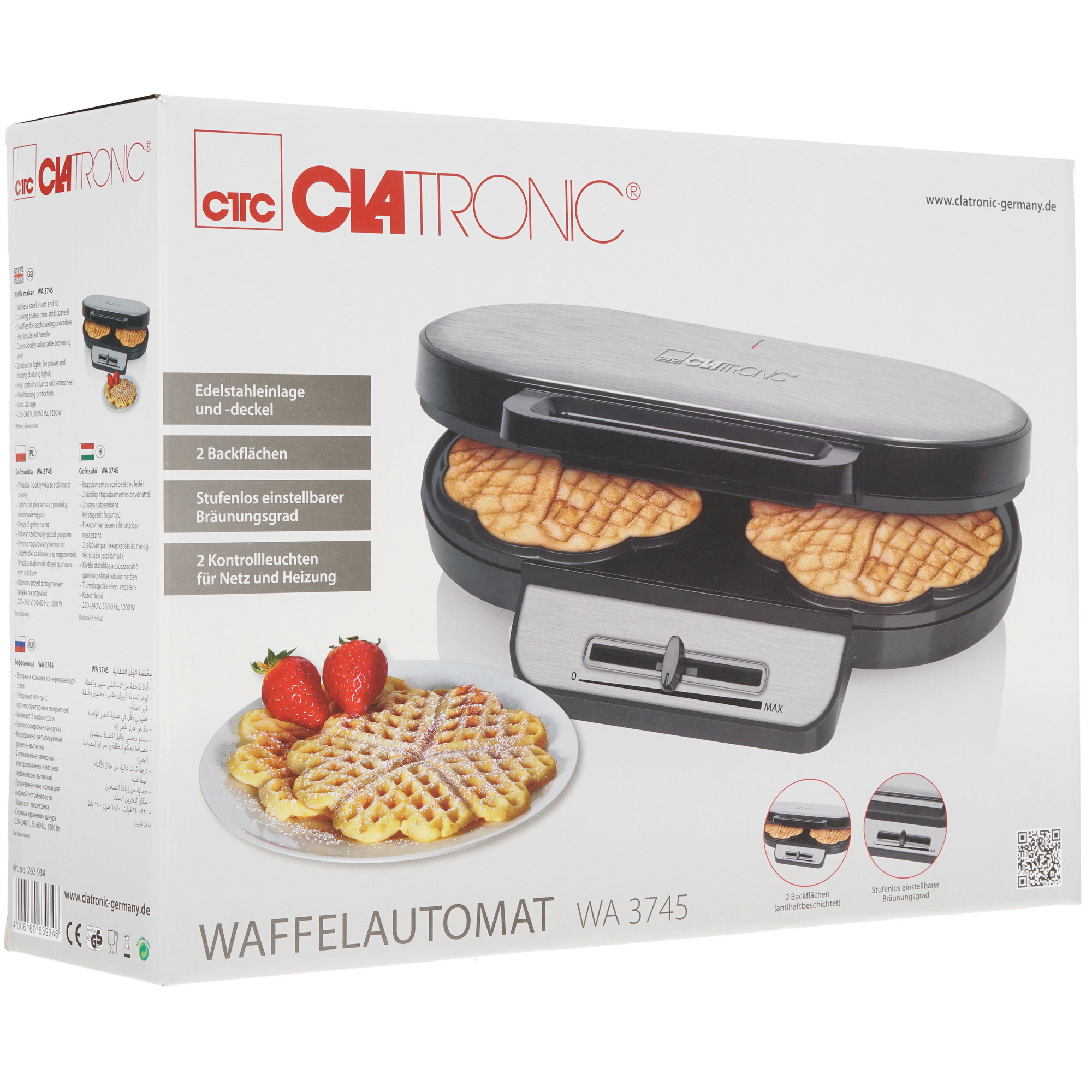 8195355 Вафельница Clatronic WA 3745 серебристый STDN-0068369 - Вид №7