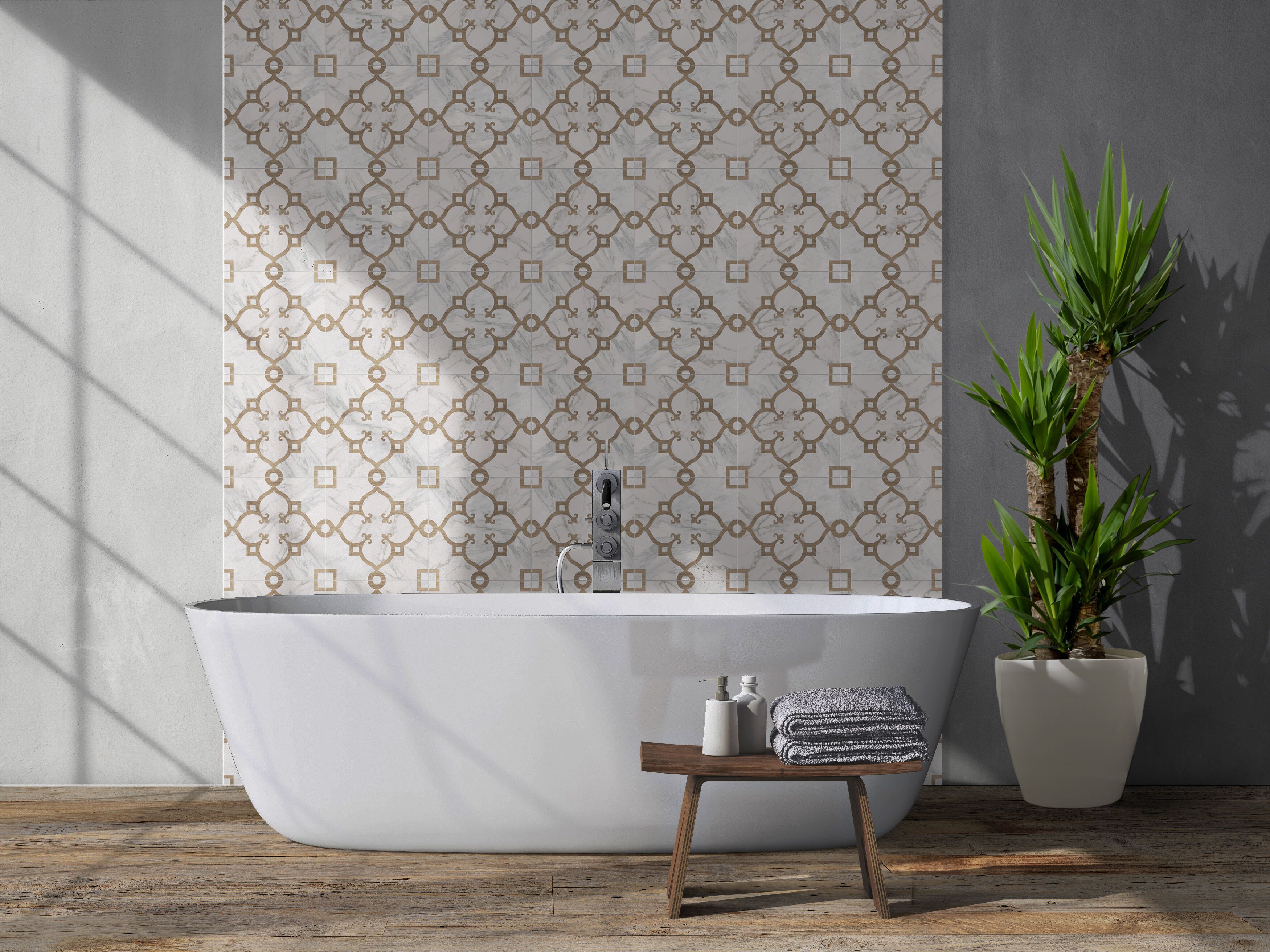 Пол / облицовка керамогранита с эффектом мрамора и дерева KERADOM MARBLE & WOOD ARCH-00139454 - Вид №9