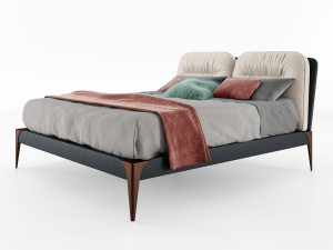 Деревянная двуспальная кровать с мягким изголовьем