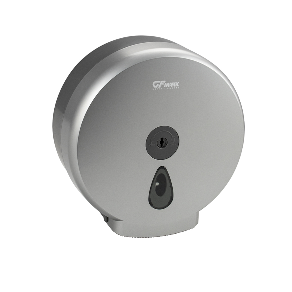 GFmark - Диспенсер для туалетной бумаги - барабан, пластиковый, СЕРЫЙ, с глазком, капля с ключем, код: 927 