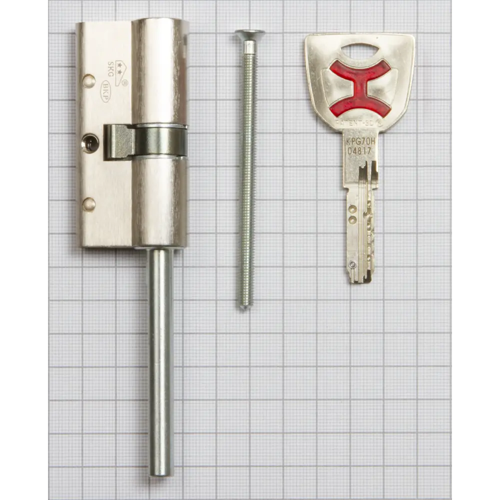 Цилиндр Cisa AP4S 0P3S7-90.12, 45x10x25 мм, ключ/шток, цвет никель, без вертушки STLM-2144331 - Вид №2