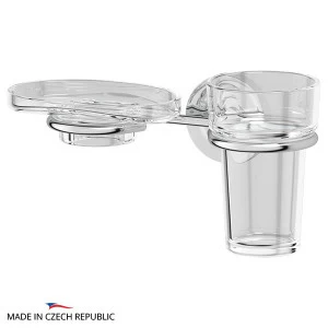 Держатель с прозрачными мыльницей и стаканом Ellux ELEGANCE ELE 008-C01