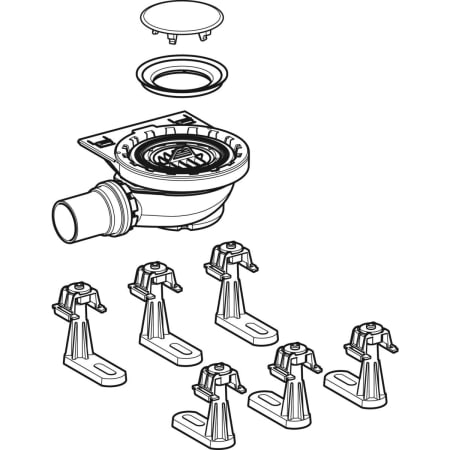 154.013.00.1 Сифон для душевых поддонов Geberit с шестью ножками, для душевой поверхности Setaplano, высота гидрозатвора 50 мм Geberit  - Вид №1