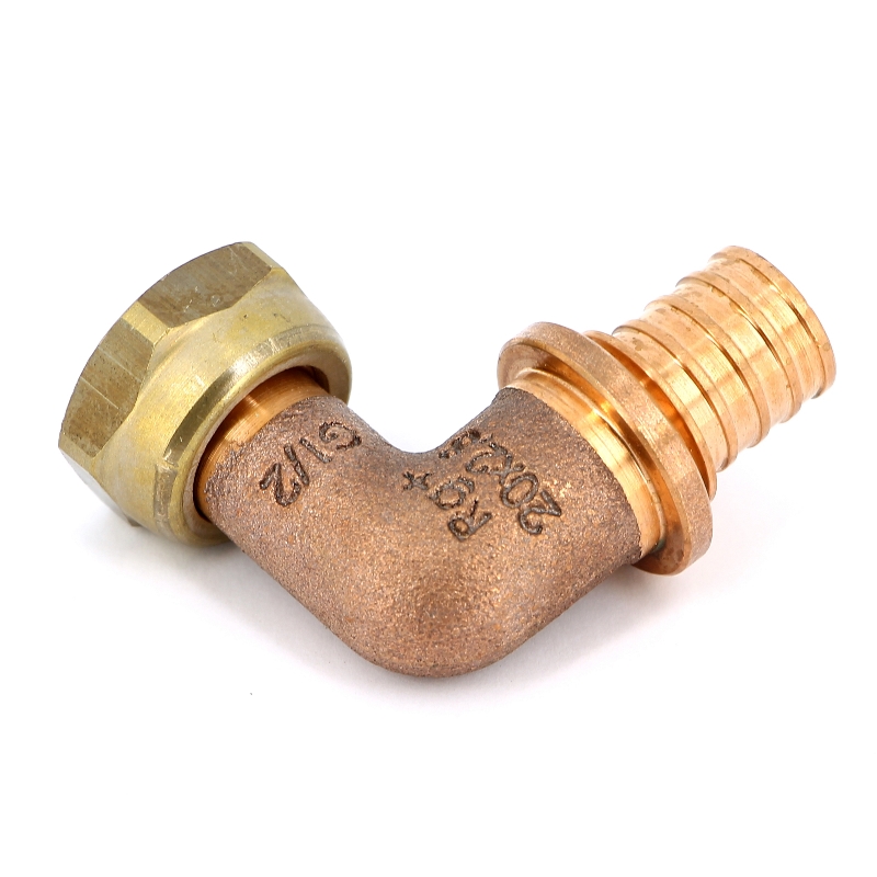 Угол с накидной гайкой надвижной-В Rautitan RX Rehau 20 x 1/2" бронза 456413 - Вид №2