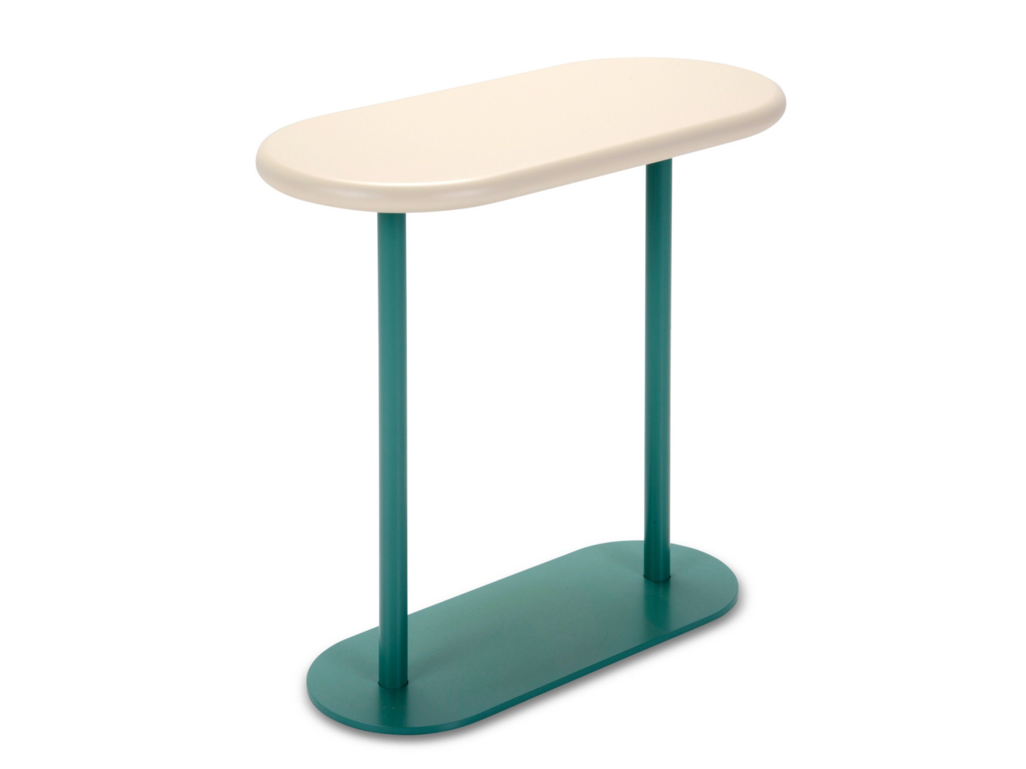 Высокий овальный журнальный столик с трубчатым металлом и столешницей из МДФ Adrenalina бисквит ARCH-00122940