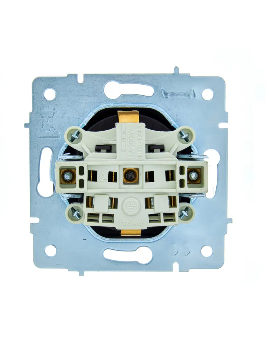 ASTI Розетка с/з с крышкой ПБТ чёрный бархат механизм LEZARD 7081-4288-123B - Вид №1