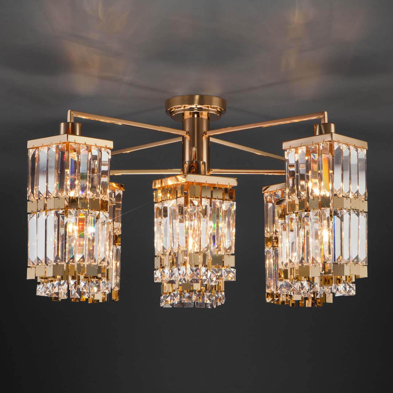 Потолочная люстра Eurosvet Barra 10100/6 золото/прозрачный хрусталь Strotskis EUROSVET ДИЗАЙНЕРСКИЕ, BARRA 00-3888687 Золото;прозрачный  - Вид №3