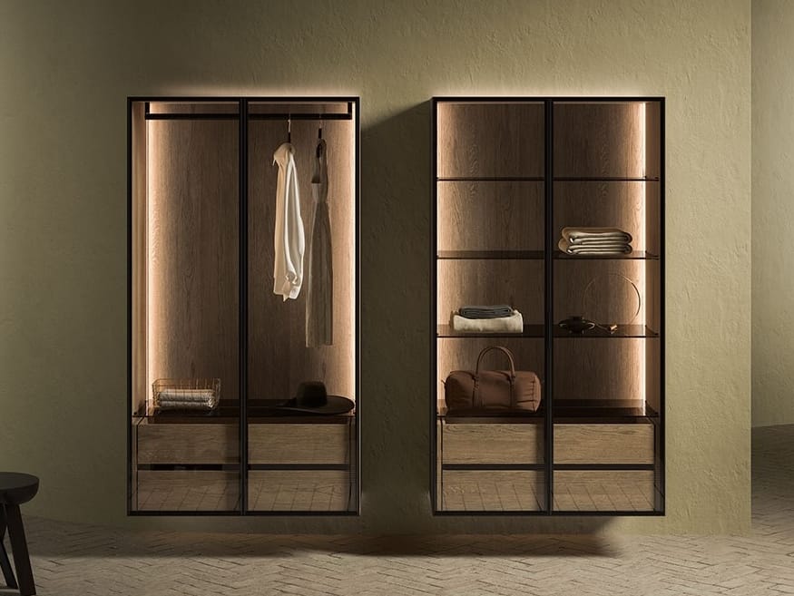 Деревянный шкаф для ванной комнаты со стеклянными дверцами Inbani слой ARCH-00041215 - Вид №3