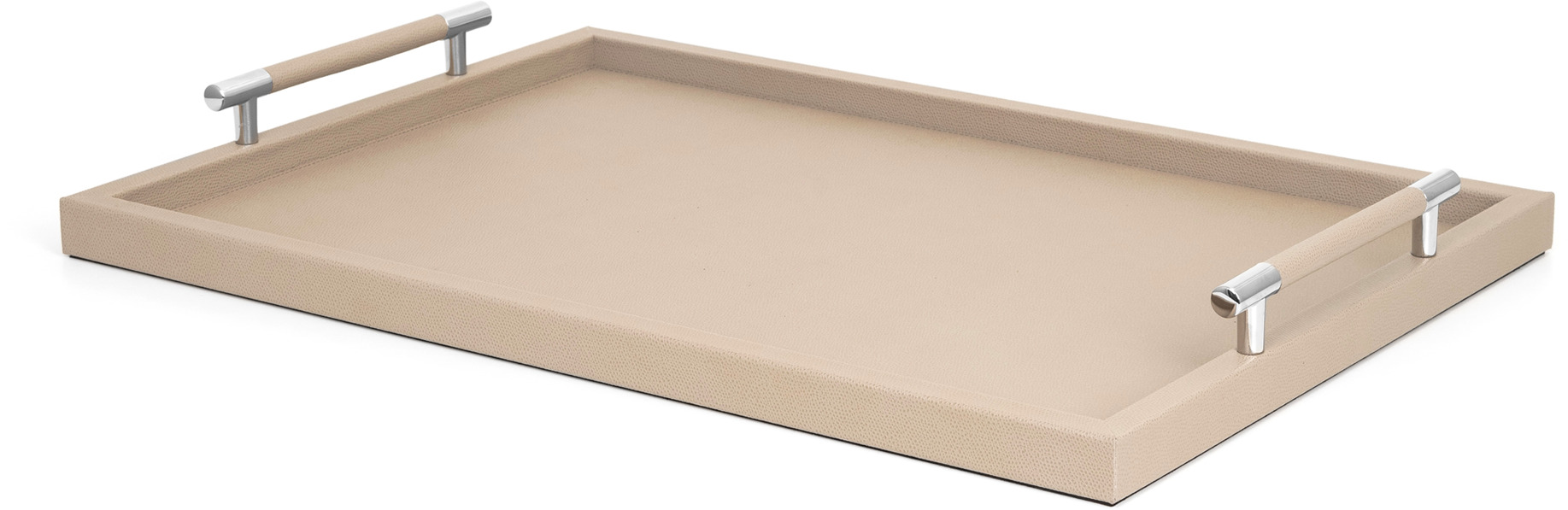 Поднос Дедало - 40X57,5 см/металл-хром/зернистая кожа_крем