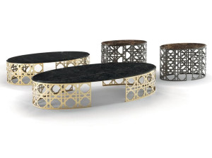 Журнальный столик из металла и мрамора