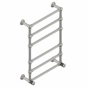U95-TWF6H2 Полотенцесушитель Традиционный каннелированный, 6 перекладин, 625 мм x 925 мм, водяной, с 2 декоративными крестовыми рукоятками Thg-paris Malmaison Portoro Матовый никель