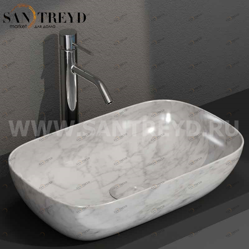 B6R60MC Накладная раковина на столешницу  прямоугольная Ceramica Globo T-EDGE