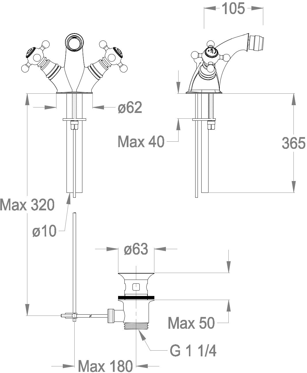 Fir Italia Смеситель для биде на столешнице с одним отверстием Melrose 22 2222185 - Вид №1