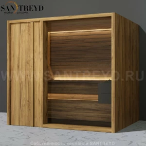 Effegibi YOKU.D105 SA.70200006 Сауна с левой дверью. Мощность: 10,5 кВт макс. Размеры: длина 230 см, ширина 200 см. Отделка: термообработанное дерево