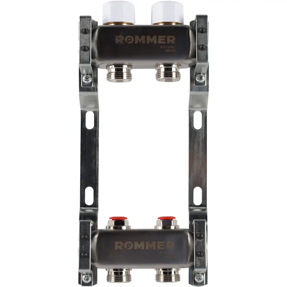 Коллектор без расходомеров Rommer 1"x3/4" 2 выхода нержавеющая сталь RMS-3200-000002 89261888 STLM-2042644 