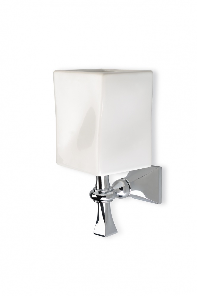 PR10(18-BI) Stil Haus Prisma, настенный керамический стакан, цвет матовое золото - белая керамика