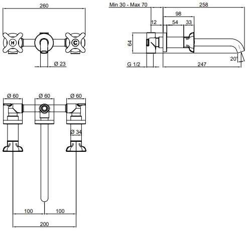 Antonio Lupi Design Смеситель для умывальника настенный на 3 отверстия Timbro Antoniolupi sun-id-1513970 - Вид №3