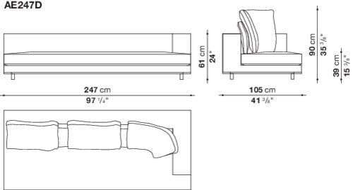 Тканевый диван с полуостровом Maxalto ARBITER ARCH-00062806 - Вид №9