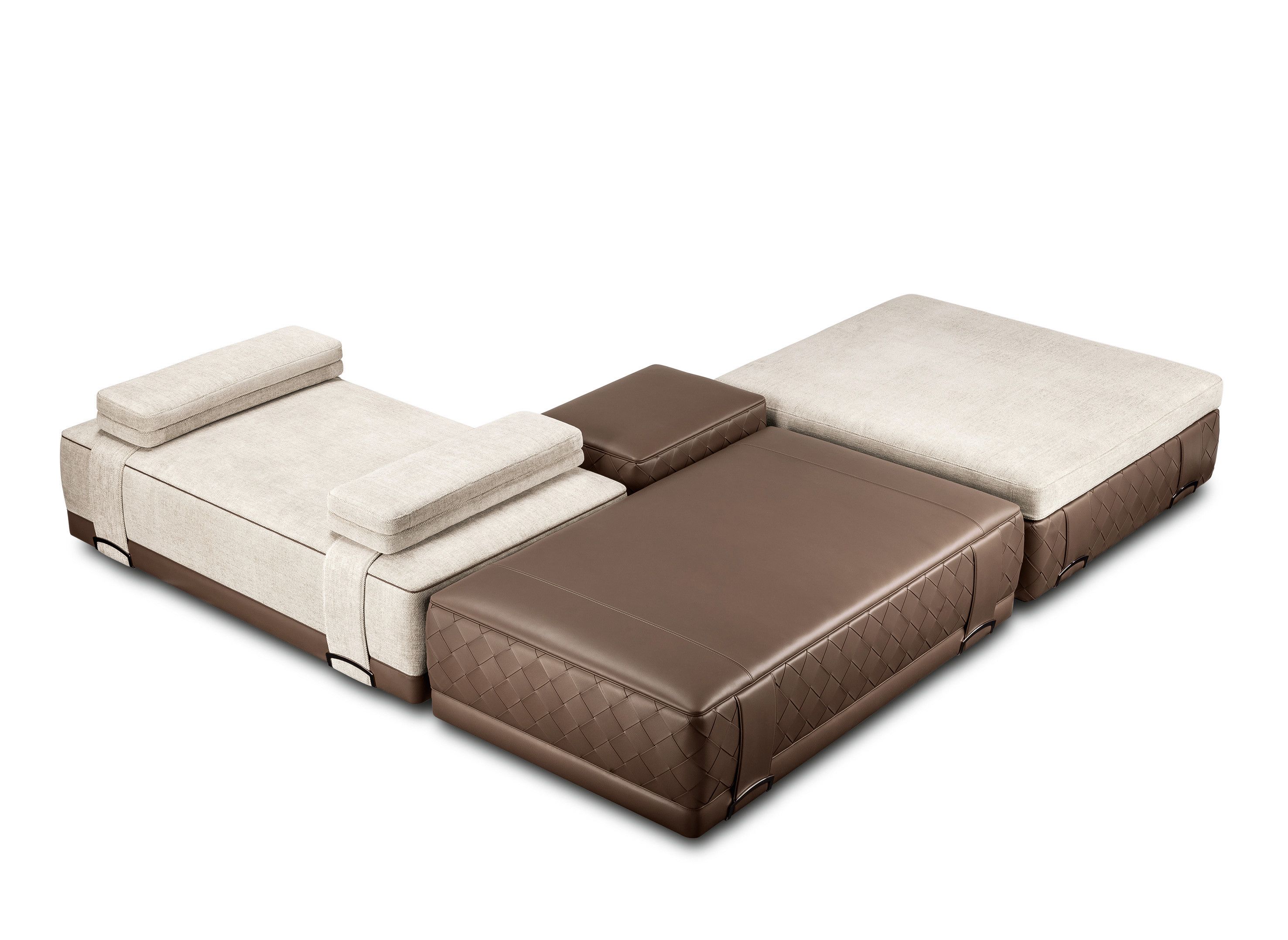 Квадратный пуф из ткани и кожи Poltrona Frau коллекция-мебель и аксессуары ARCH-00109643 - Вид №3