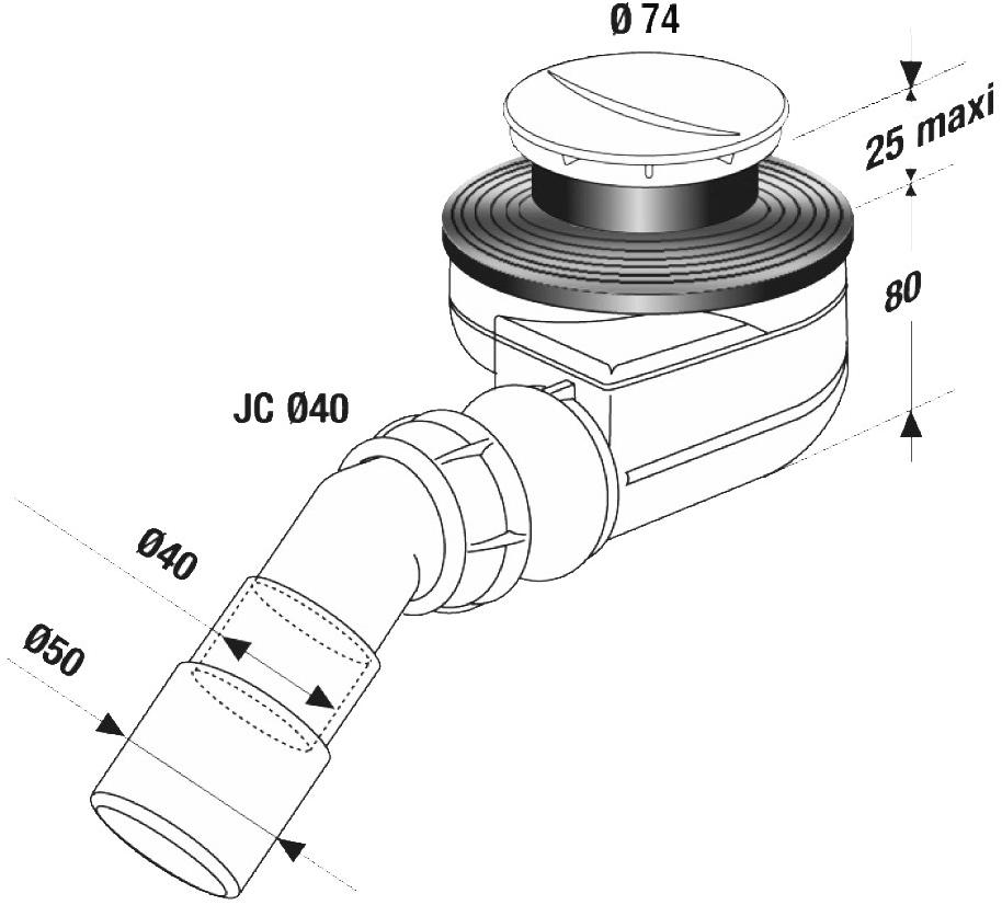 Redi Сифон для душевых поддонов Nicoll X102603, x102703, x102803 - Вид №1