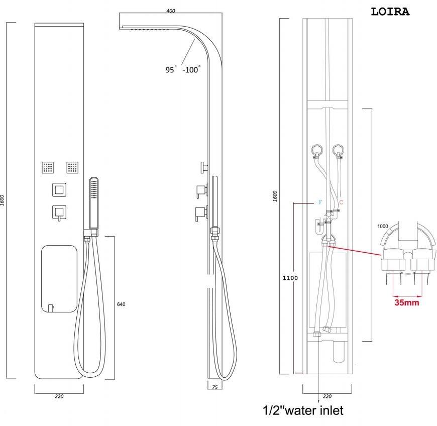 TAMANACO Настенная душевая стойка из алюминия sun-id-1397477 - Вид №3